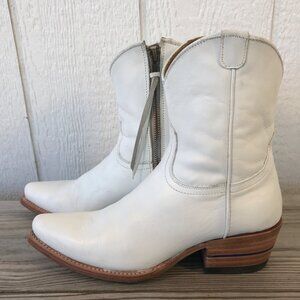 Alvies Trinity Womens White Leather Side Zip Ankle Boots 6.5 B 0548 3